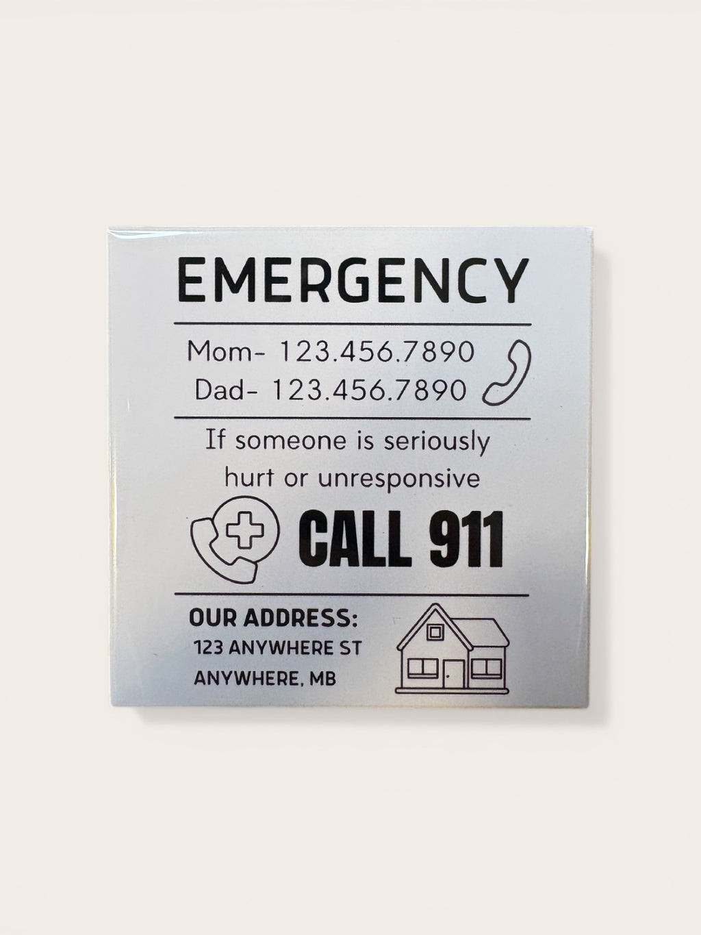 Custom Emergency Contact Magnet
