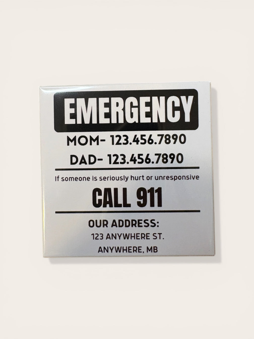 Custom Emergency Contact Magnet