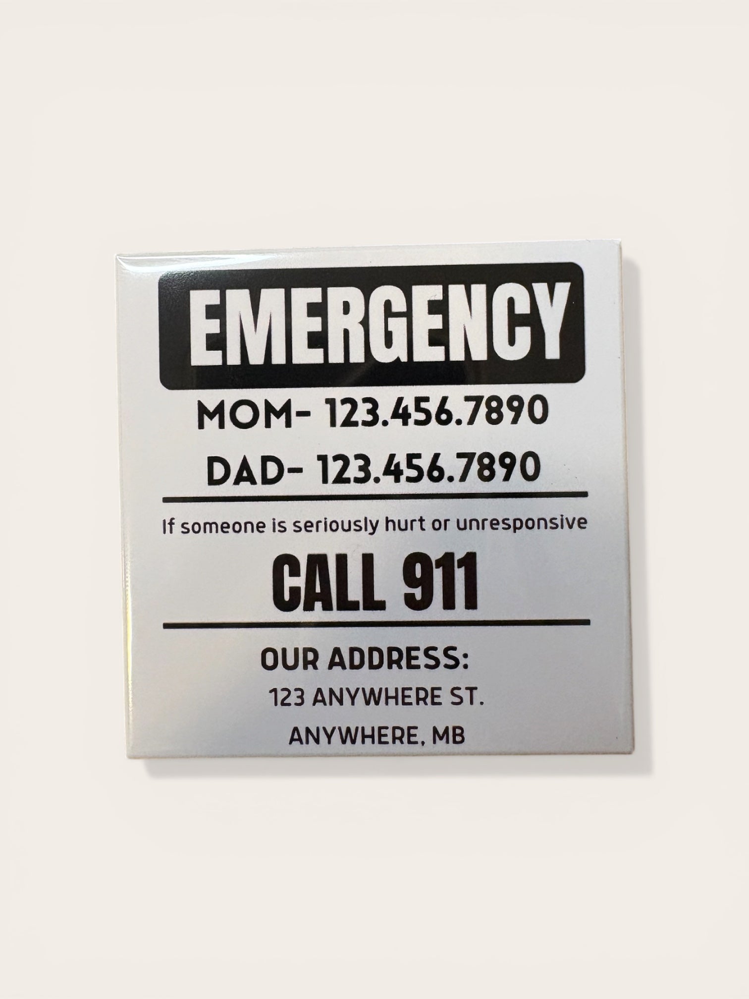 Custom Emergency Contact Magnet