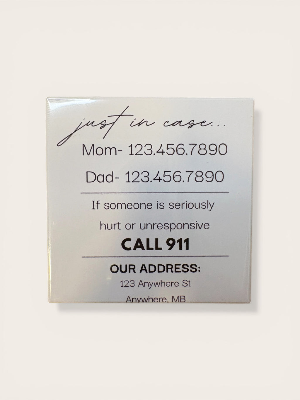 Custom Emergency Contact Magnet